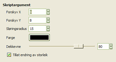 Innstillingane for filteret «Slagskugge (tradisjonell)»