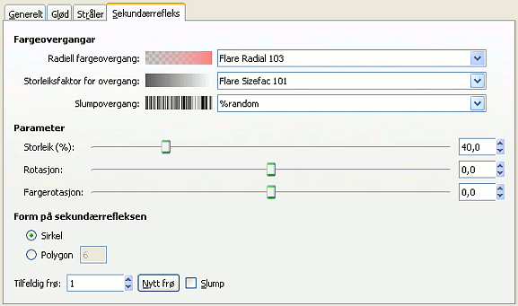 Innstillingane for «Sekundærrefleks» i «Gradientreflekshandsamaren»