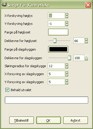 Innstillingane for filteret «Xach-effekt»