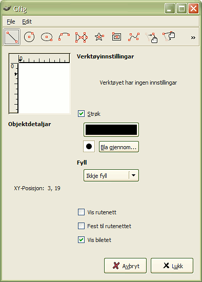 Innstillingane for filteret «Gfig»