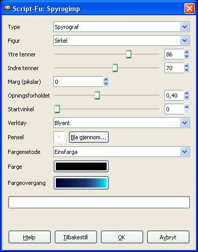 Innstillingane for filteret «Spyrogimp»