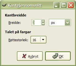 Innstillingane for filteret «Kantgjennomsnitt»