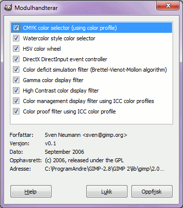 Dialogvindauget for «Modulhandsamaren»