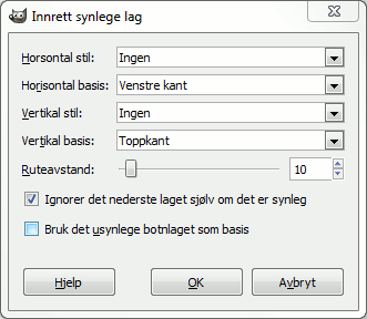 Dialogvindauget for «Rett inn alle synlege lag»