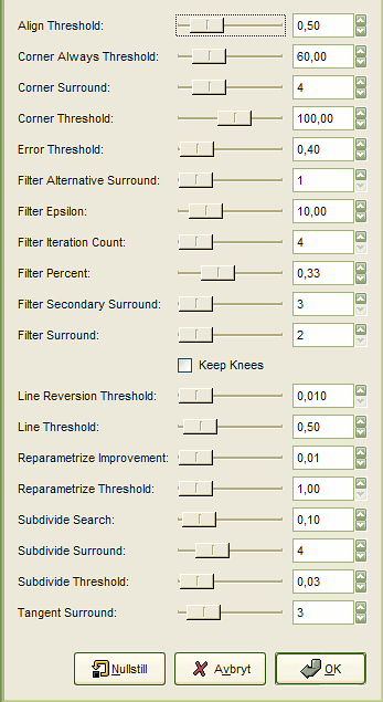 Dialogvindauget for «avanserte innstillingar»