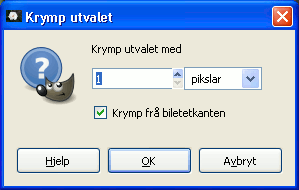 Beskriving av dialogvindauget «krymp»