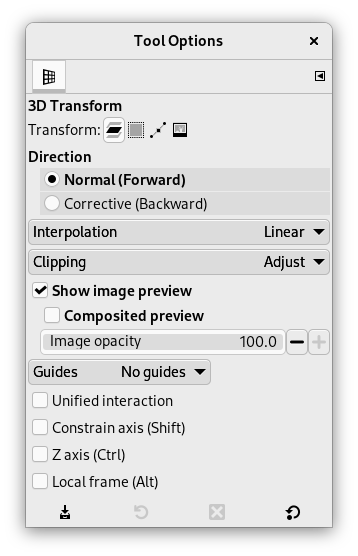 Innstillingar for «3D-transformering»