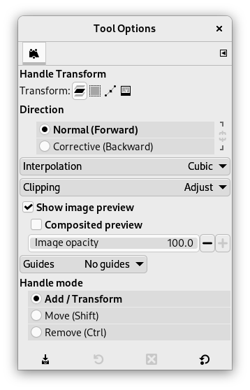 Innstillingar for «Handtakstransformering»