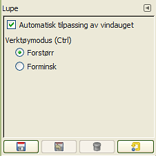 Innstillingane for «lupeverktøyet»