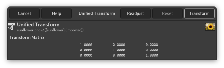 The Unified Transform adjustment dialog