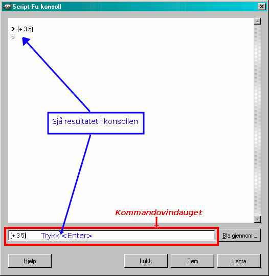 Å bruka Script-Fu-konsollen.