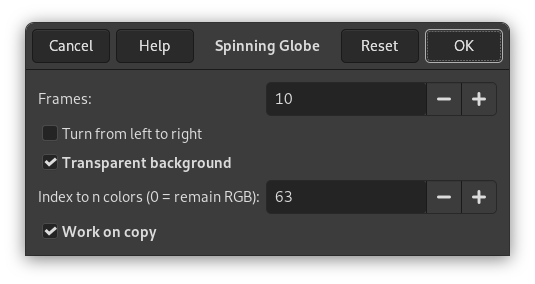 „Spinning Globe” options