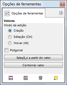 Opções da ferramenta de “Vetor”