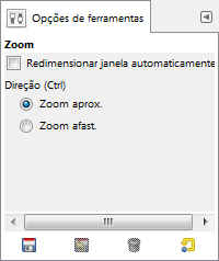 Opções da ferramenta de zoom