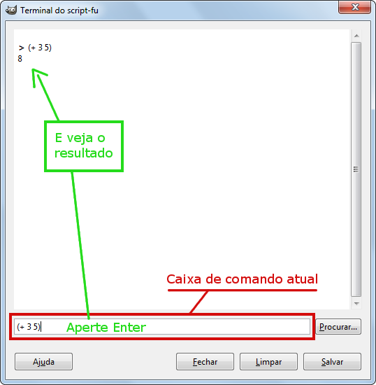 Uso do terminal de Script-fu