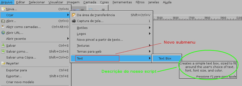 O nosso script nos menus