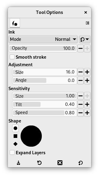 Tool Options Dialog