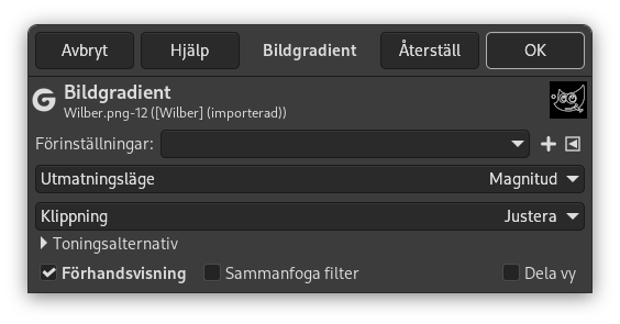 Alternativ för filtret Bildgradient