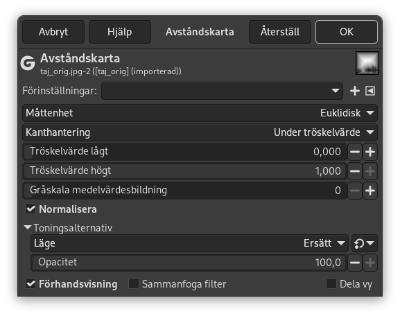 Alternativ för ”Avståndskarta”