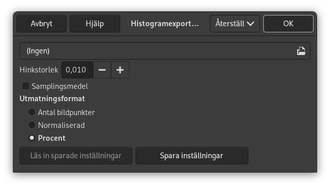 Alternativ för ”Exportera histogram”