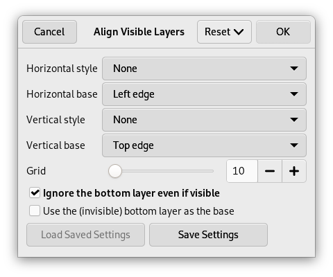 The ”Align Visible Layers” dialog