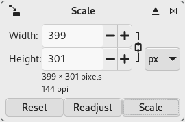 The Scale adjustment dialog