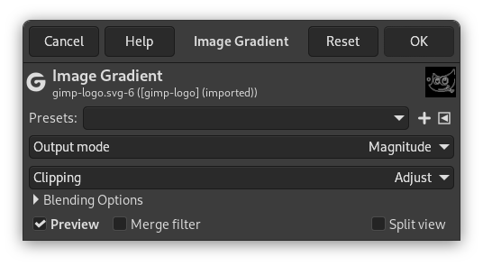 Image Gradient filter options