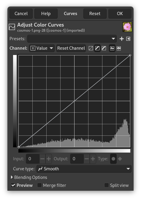 The «Curves» dialog