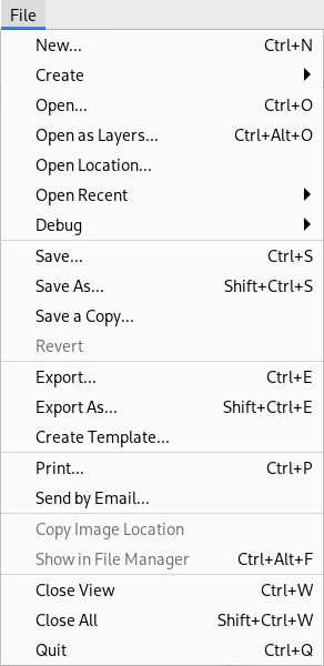 The File menu