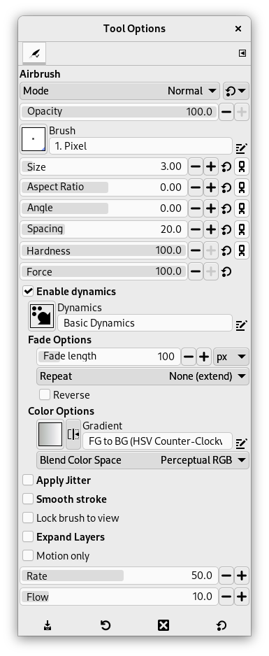 Tool Options Dialog