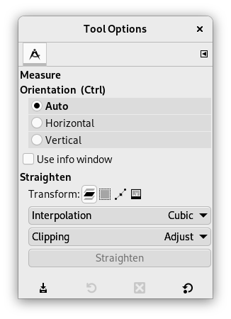 «Measure» tool options