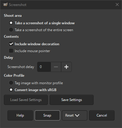 The “Screenshot” dialog