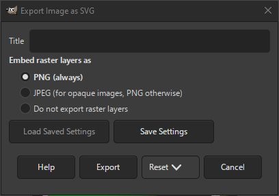 The SVG Export dialog