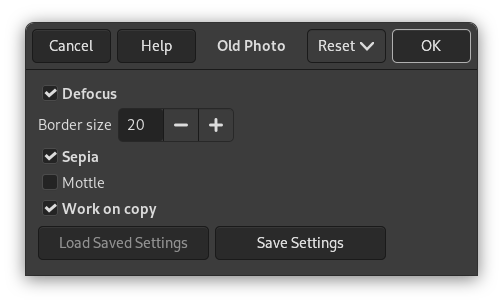 „Old Photo“ options