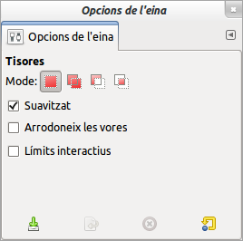 Diàleg d'opcions de l'eina
