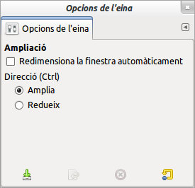 Diàleg d'opcions de l'eina