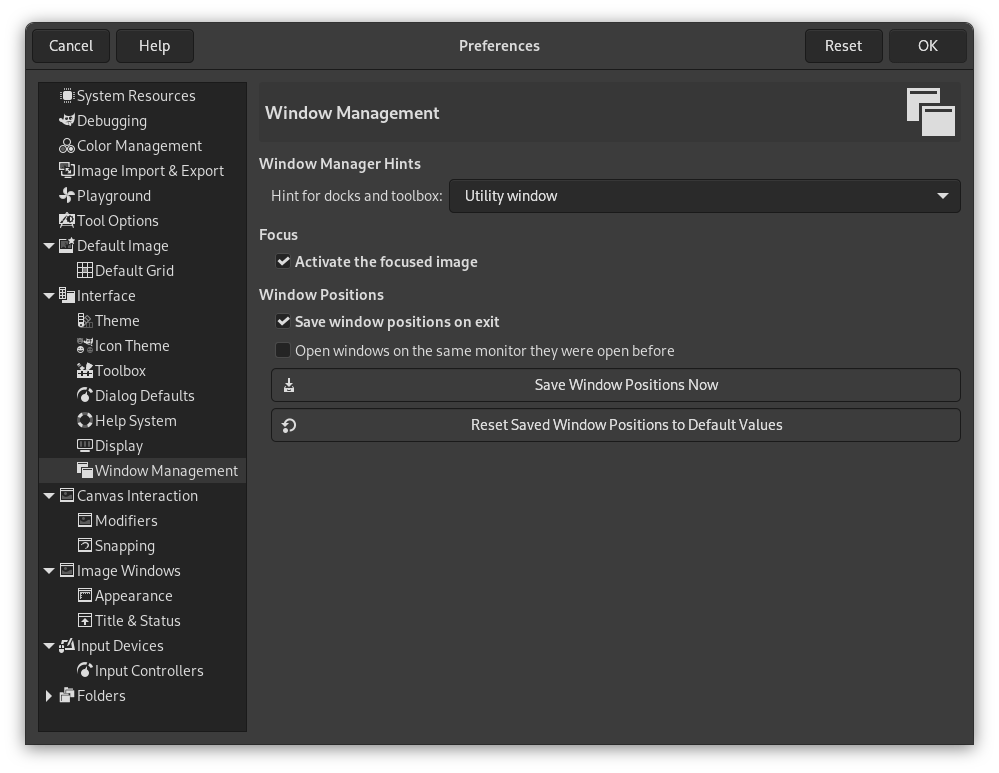 Indstillinger for vindueshåndtering
