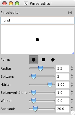 Ansicht des Dialoges „Pinseleditor“