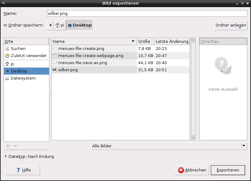 Der Dialog „Bild exportieren“