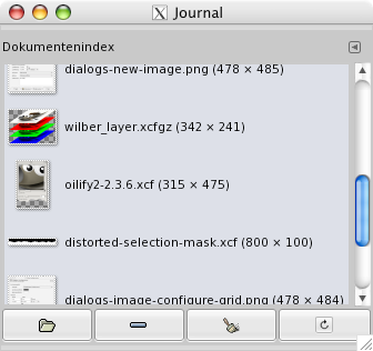 Ansicht des Dialoges „Dokumentenindex“