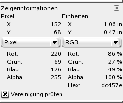 Ansicht des Dialoges „Zeiger“
