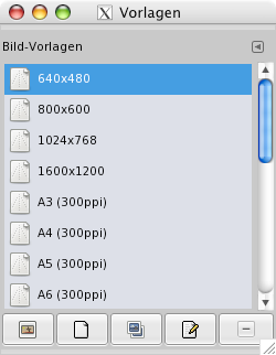 Ansicht des Dialoges „Vorlagen“
