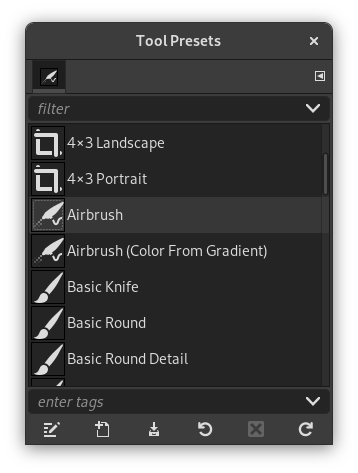 Der Dialog „Werkzeug-Voreinstellungen“