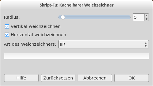 Eigenschaften für das Filter „Kachelbarer Weichzeichner“