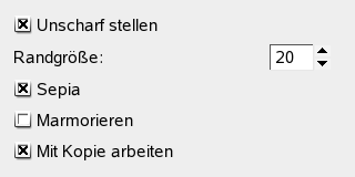 Eigenschaften des Filters „Altes Foto“