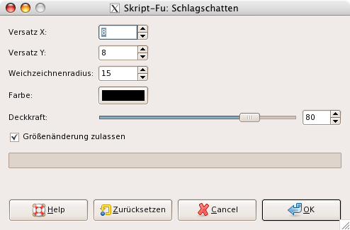 „Drop Shadow (legacy)“ filter options