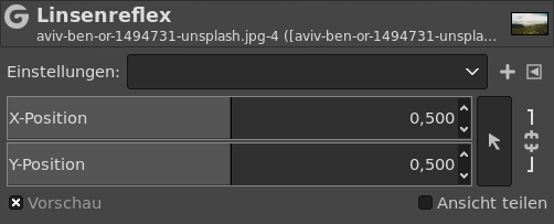 Eigenschaften für das Filter »Linsenreflex«