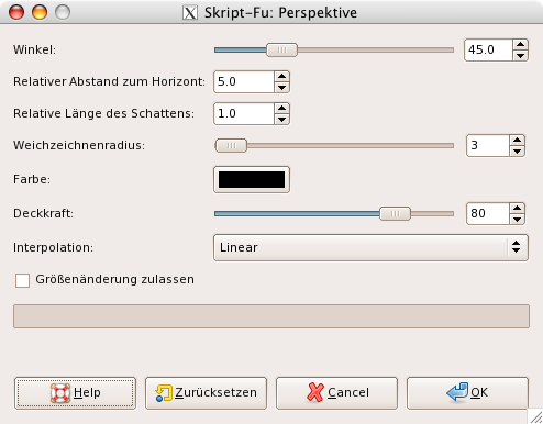 Eigenschaften des Filters »Perspektive«