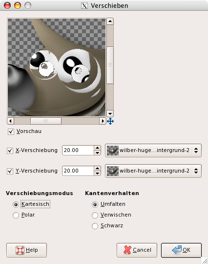 Eigenschaften für das Filter „Verschieben“ (Kartesisch)