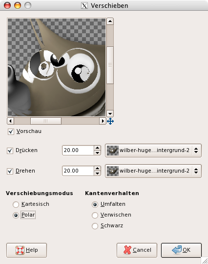 Eigenschaften für das Filter „Verschieben“ (Polar)